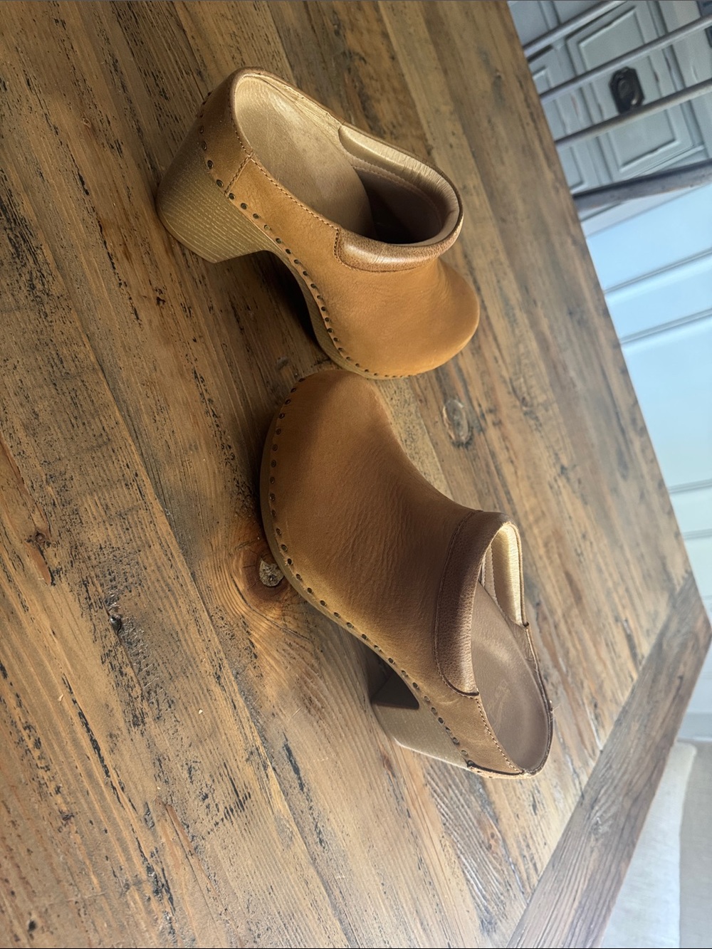 Dansko Tan Leather Heel Clog Mules